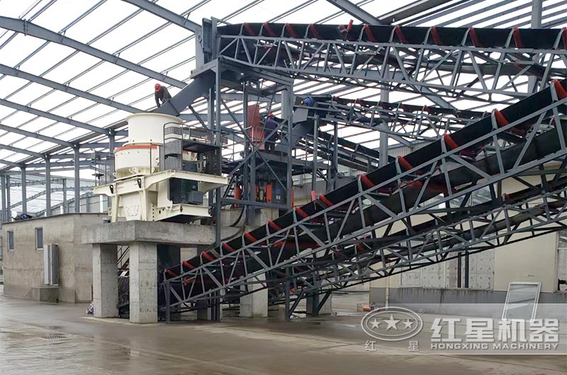 紅星機器為客戶承建的環保型制砂生產線現場